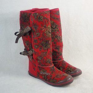 Skechers Red Paisley Corduroy Gingham Ties Keen Fl